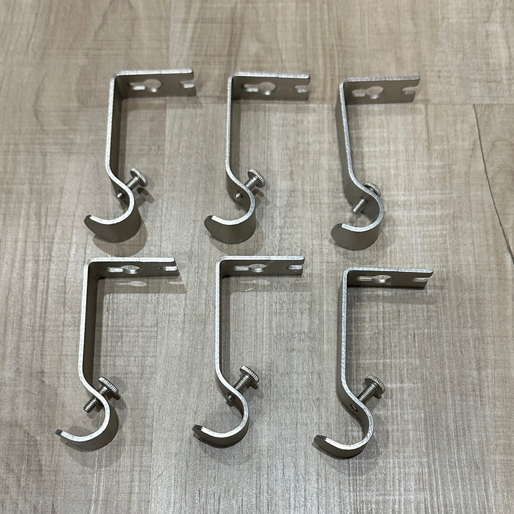 Silver Curtain Brackets Set of 6